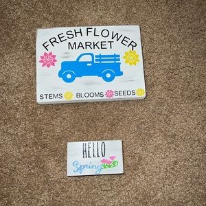 homemade spring decor tiered trey mini signs